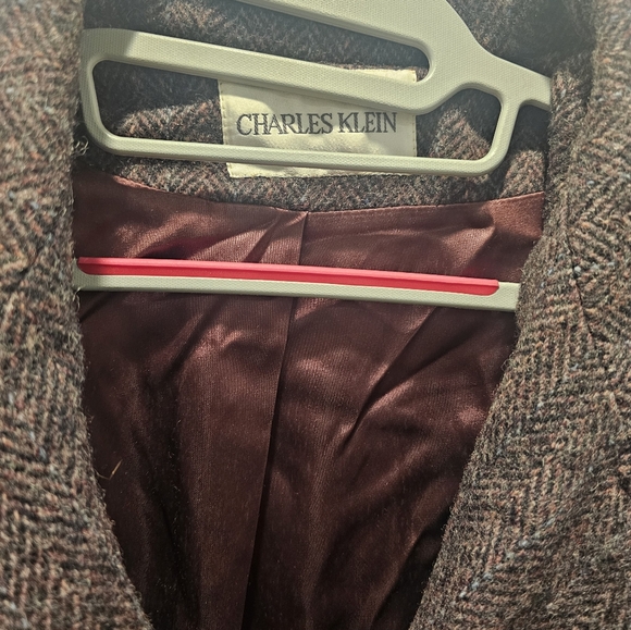 Vintage Charles Klein Wool Herringbone Coat Women’s 14 Long Double Breasted Made - Picture 4 of 15